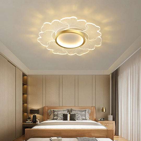 Modern Led Flower Ceiling Mount Light Fixture For Bedroom - Acrylic Flush