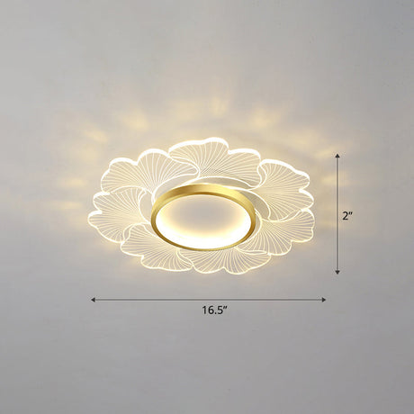 Modern Led Flower Ceiling Mount Light Fixture For Bedroom - Acrylic Flush Gold / 16.5 Third Gear