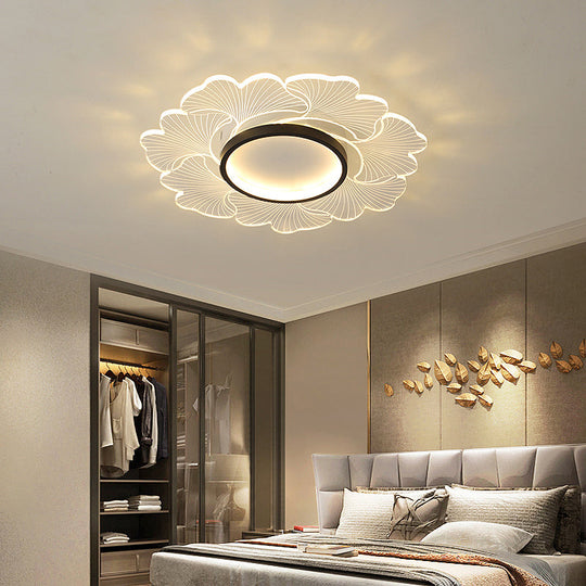 Modern Led Flower Ceiling Mount Light Fixture For Bedroom - Acrylic Flush