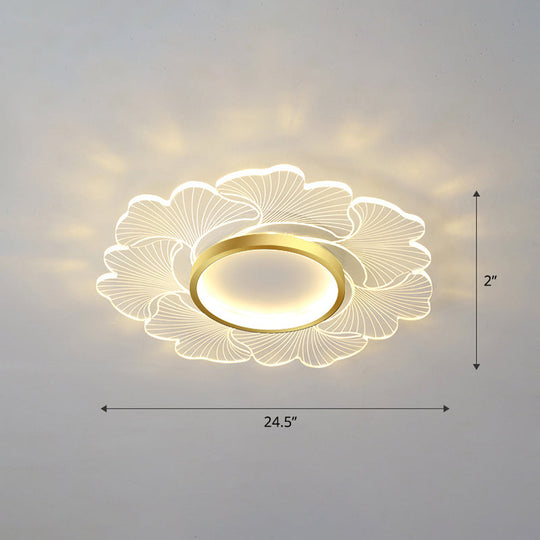 Modern Led Flower Ceiling Mount Light Fixture For Bedroom - Acrylic Flush Gold / 24.5’ Third Gear