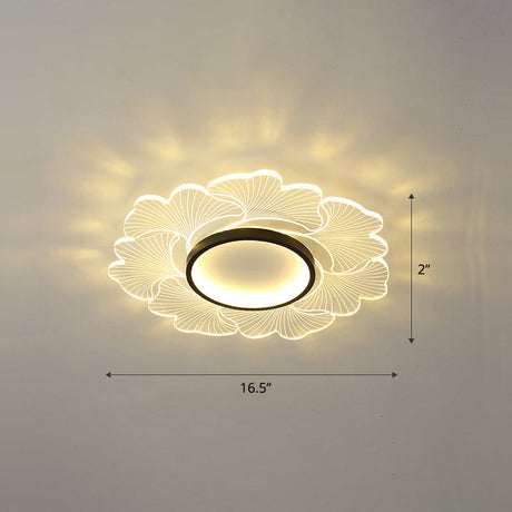 Modern Led Flower Ceiling Mount Light Fixture For Bedroom - Acrylic Flush Black / 16.5 Remote