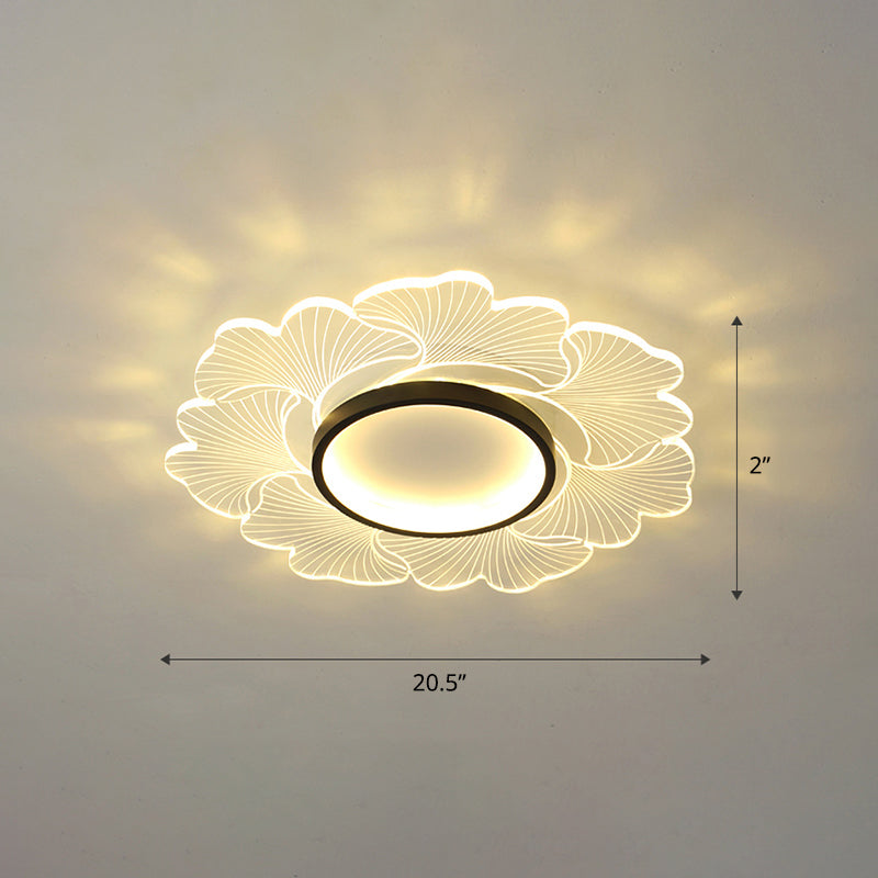 Modern Led Flower Ceiling Mount Light Fixture For Bedroom - Acrylic Flush Black / 20.5 Third Gear