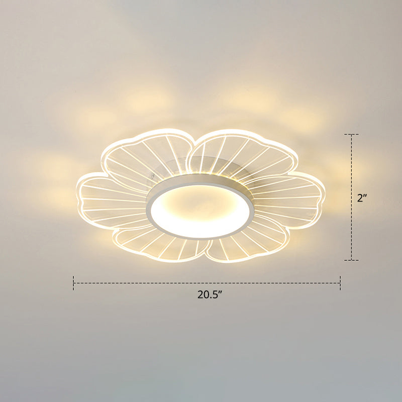 Modern Led Flower Ceiling Mount Light Fixture For Bedroom - Acrylic Flush White / 20.5 Third Gear