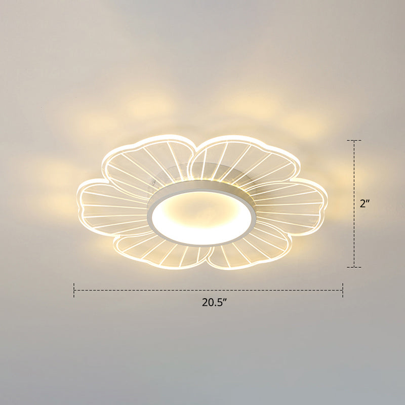 Modern Led Flower Ceiling Mount Light Fixture For Bedroom - Acrylic Flush White / 20.5’ Remote