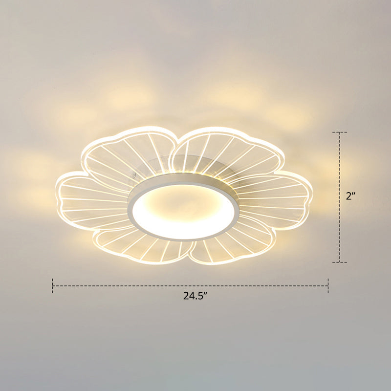 Modern Led Flower Ceiling Mount Light Fixture For Bedroom - Acrylic Flush White / 24.5’ Third Gear