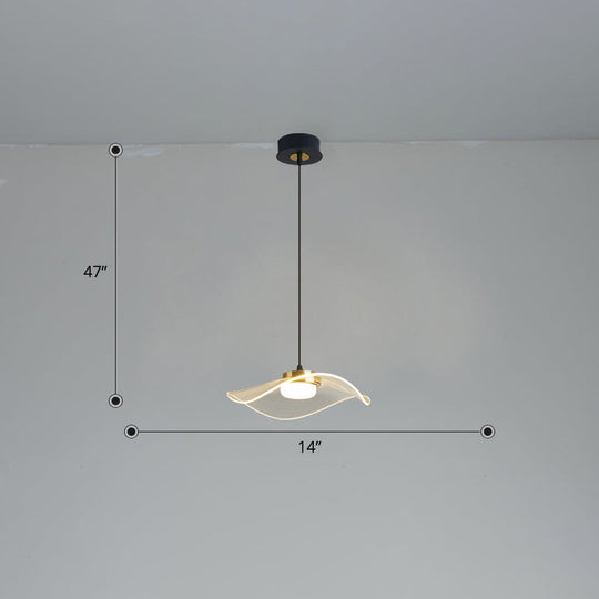 Led Ruffled Pendulum Light: Clear Acrylic Simplicity For Dining Room / 14 Warm