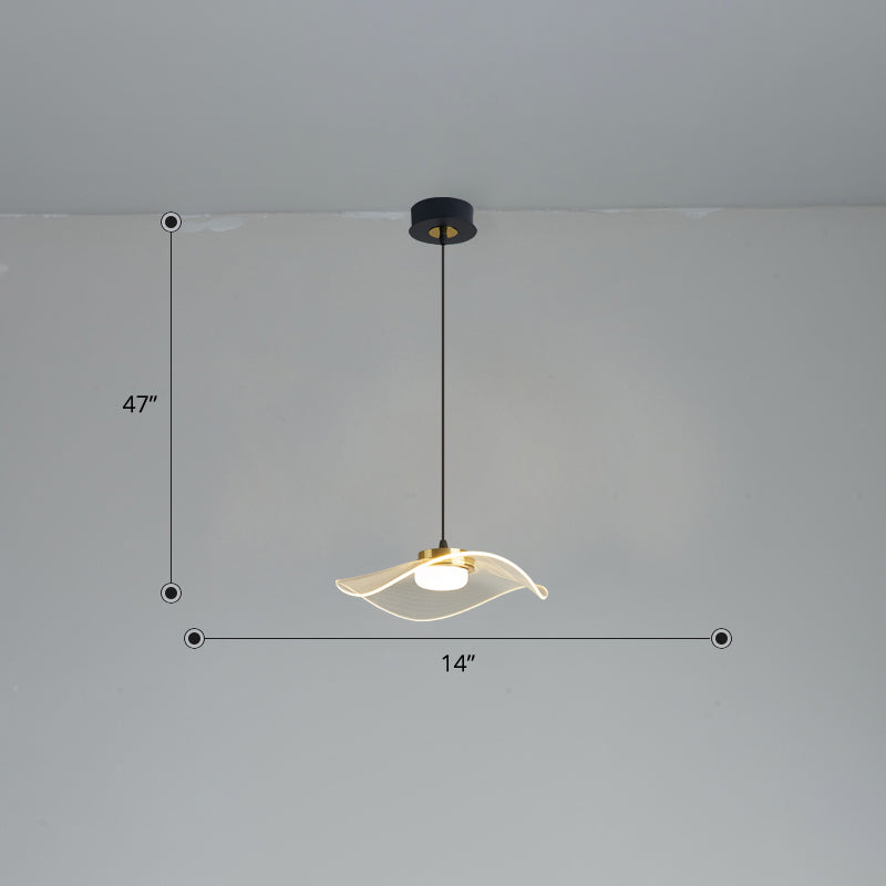 Led Ruffled Pendulum Light: Clear Acrylic Simplicity For Dining Room / 14 Third Gear