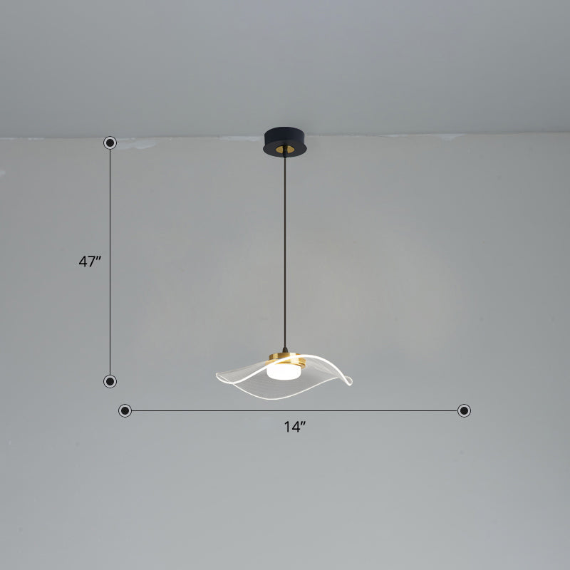 Led Ruffled Pendulum Light: Clear Acrylic Simplicity For Dining Room / 14 White
