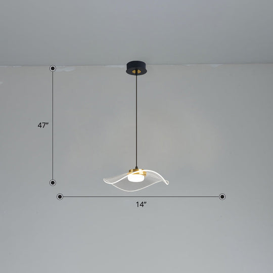 Led Ruffled Pendulum Light: Clear Acrylic Simplicity For Dining Room / 14 White