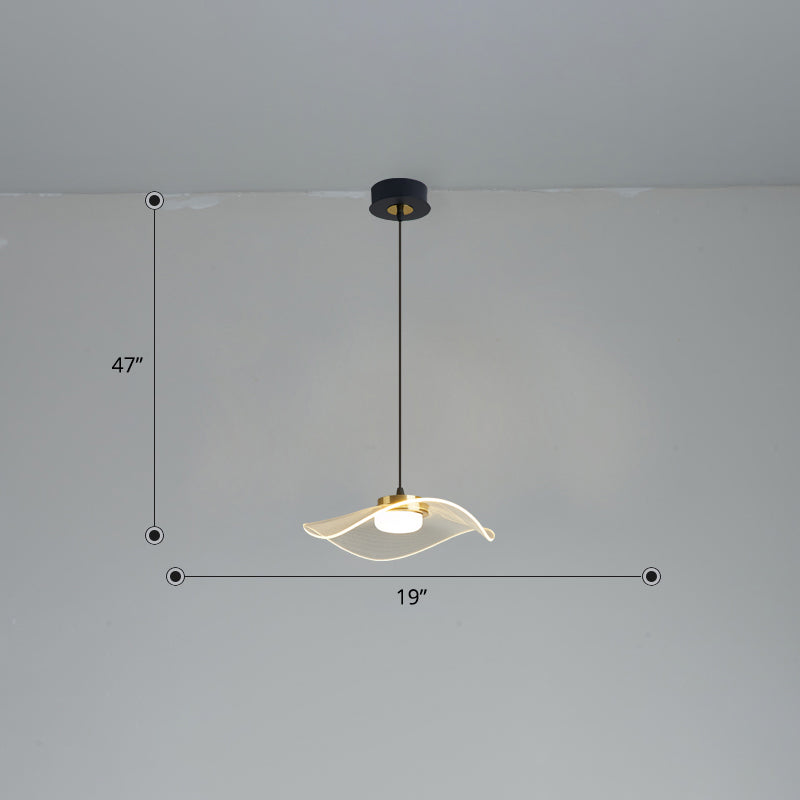 Led Ruffled Pendulum Light: Clear Acrylic Simplicity For Dining Room / 19 Warm
