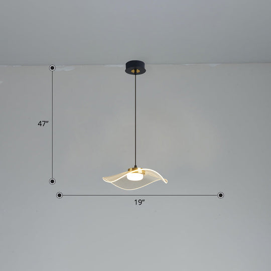 Led Ruffled Pendulum Light: Clear Acrylic Simplicity For Dining Room / 19 Warm
