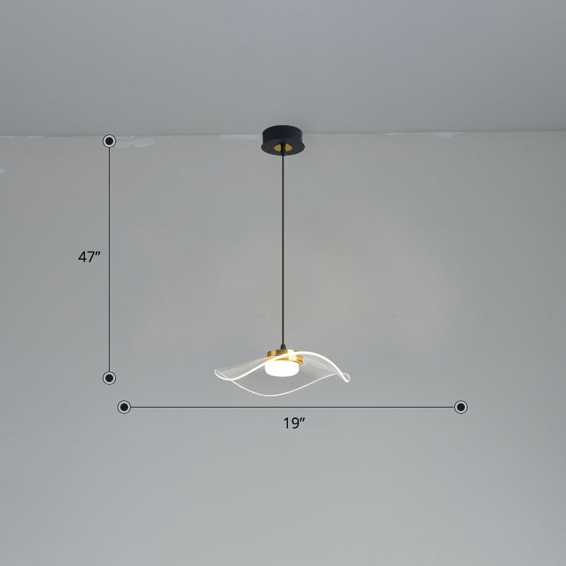 Led Ruffled Pendulum Light: Clear Acrylic Simplicity For Dining Room / 19 White