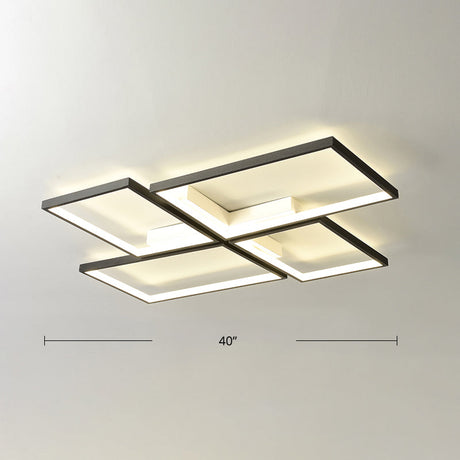 Black Minimalistic Metal Led Ceiling Lamp For Living Room - Pinwheel-Like Flush Mount Light Fixture
