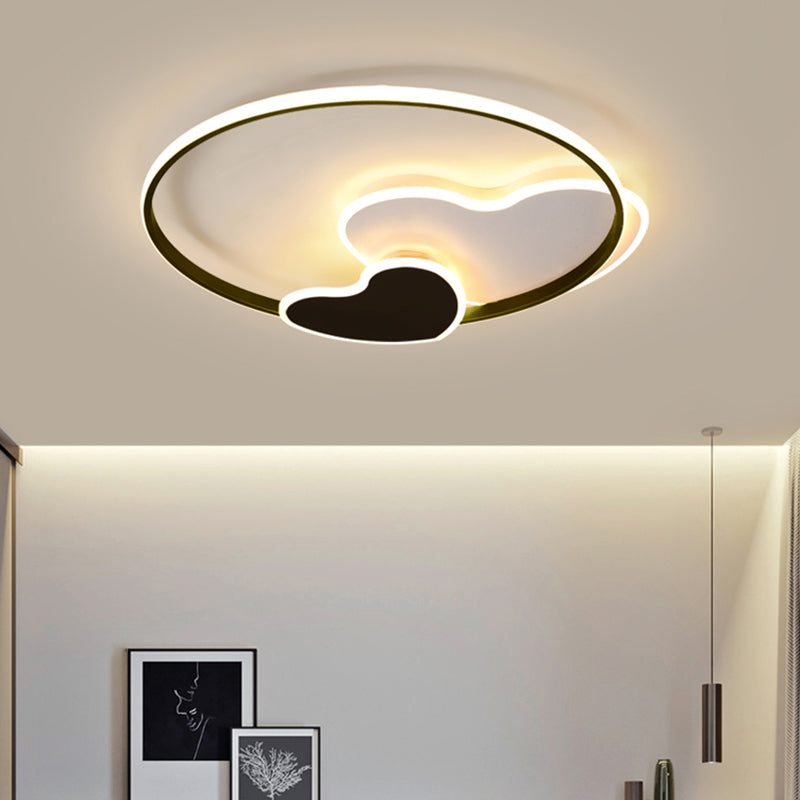 Heart - Shaped Led Ceiling Light With Black & White Acrylic And Metal Rim Black - White / 19.5’