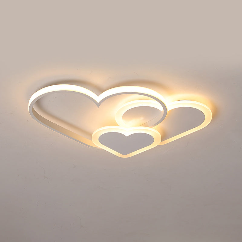 Contemporary Acrylic Led Flush Ceiling Light Fixture - Loving Heart Design For Bedrooms White /