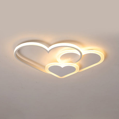 Contemporary Acrylic Led Flush Ceiling Light Fixture - Loving Heart Design For Bedrooms White / 16.5