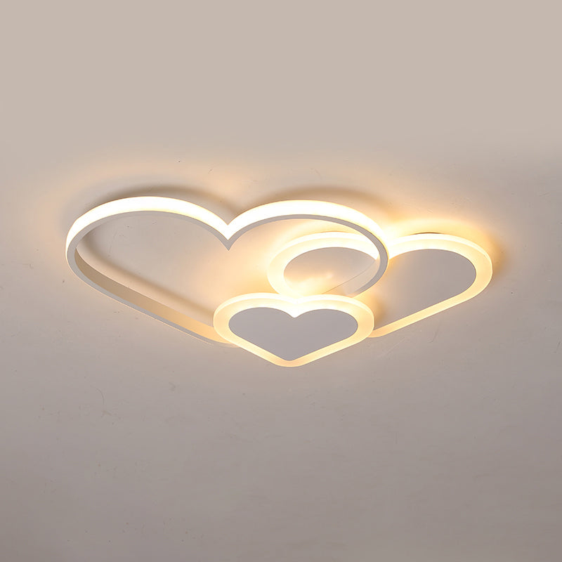 Contemporary Acrylic Led Flush Ceiling Light Fixture - Loving Heart Design For Bedrooms White / 20.5