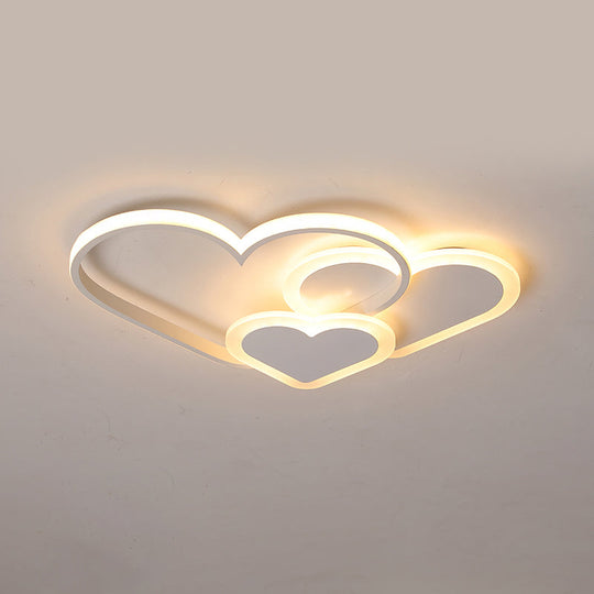 Contemporary Acrylic Led Flush Ceiling Light Fixture - Loving Heart Design For Bedrooms White /