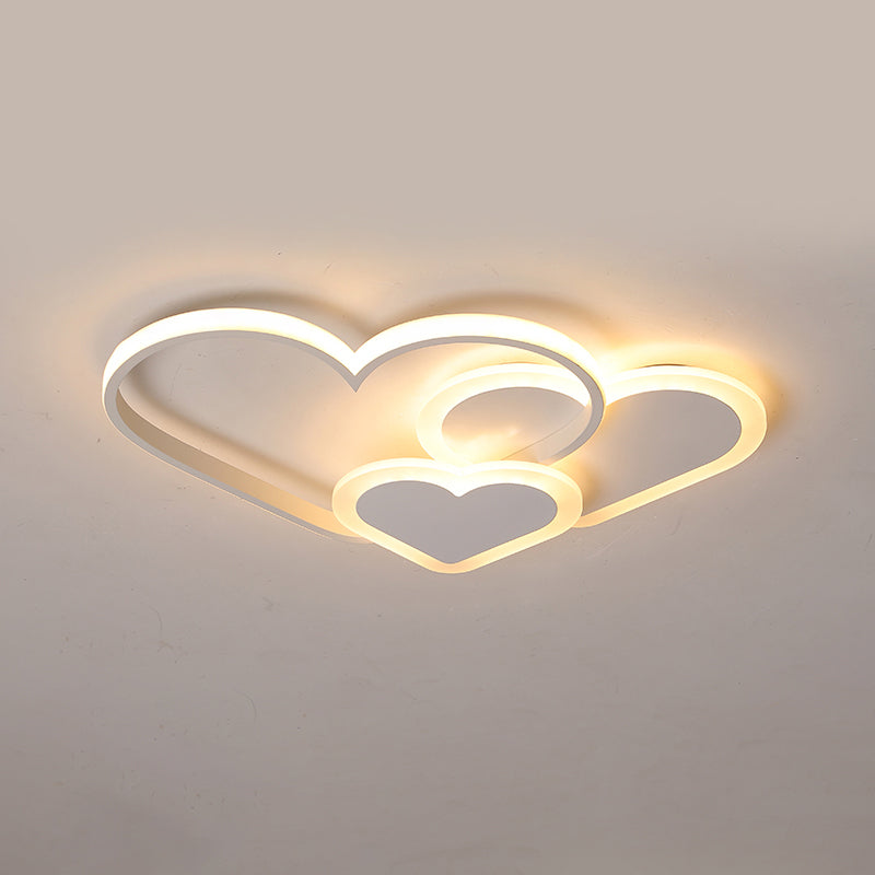 Contemporary Acrylic Led Flush Ceiling Light Fixture - Loving Heart Design For Bedrooms White / 20.5