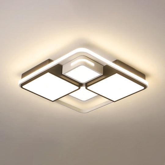 Contemporary Acrylic Led Ceiling Light For Living Room In Black-White White / 16 Third Gear