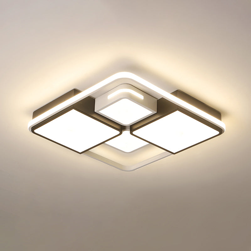 Contemporary Acrylic Led Ceiling Light For Living Room In Black-White White / 19.5 Third Gear