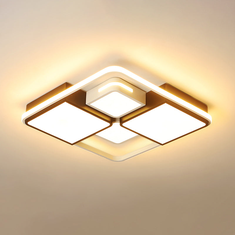 Contemporary Acrylic Led Ceiling Light For Living Room In Black-White White / 16 Warm