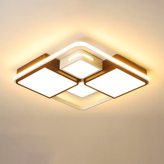 Contemporary Acrylic Led Ceiling Light For Living Room In Black-White White / 23.5 Warm