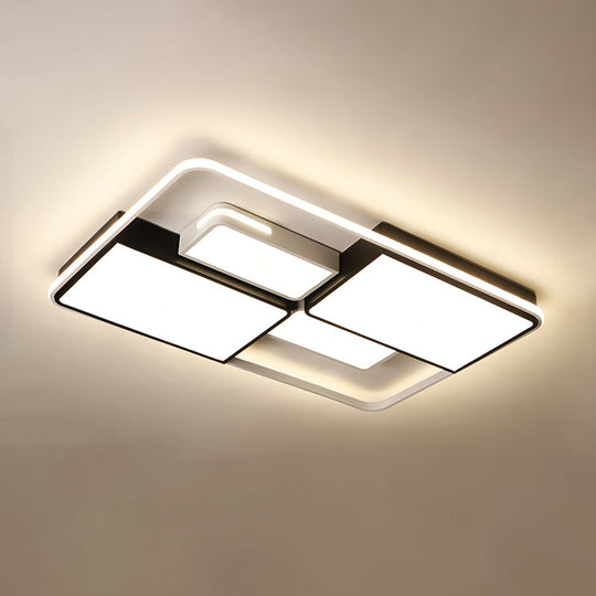 Contemporary Acrylic Led Ceiling Light For Living Room In Black-White White / 35.5 Third Gear