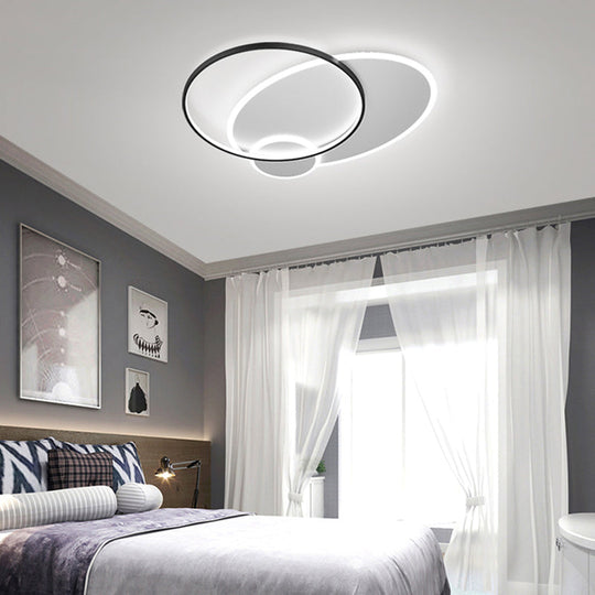 Contemporary Led Flush Mount Metal Ceiling Light For Bedrooms