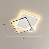 Contemporary Led Flush Mount Metal Ceiling Light For Bedrooms Black-White / 19.5 Square Plate