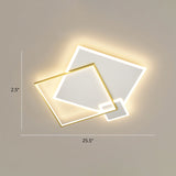 Contemporary Led Flush Mount Metal Ceiling Light For Bedrooms White-Gold / 23.5 Square Plate