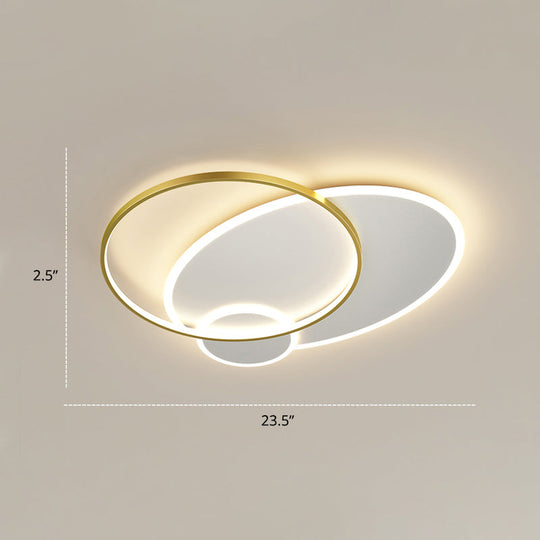 Contemporary Led Flush Mount Metal Ceiling Light For Bedrooms White - Gold / 23.5’ Round