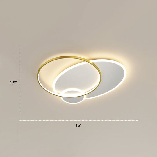 Contemporary Led Flush Mount Metal Ceiling Light For Bedrooms White - Gold / 16’ Round