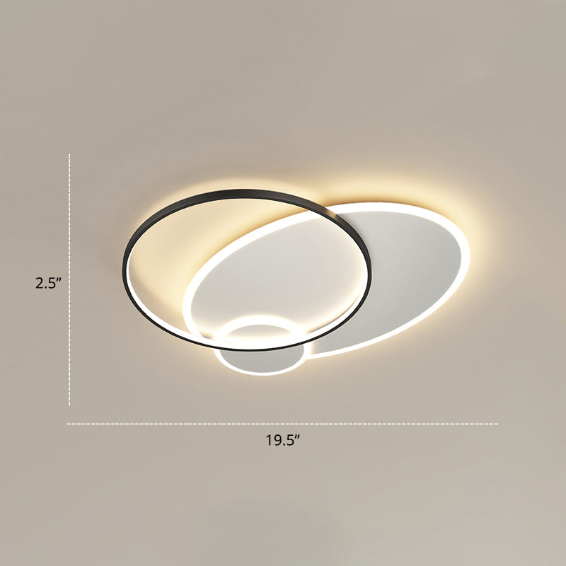 Contemporary Led Flush Mount Metal Ceiling Light For Bedrooms Black - White / 19.5’ Round