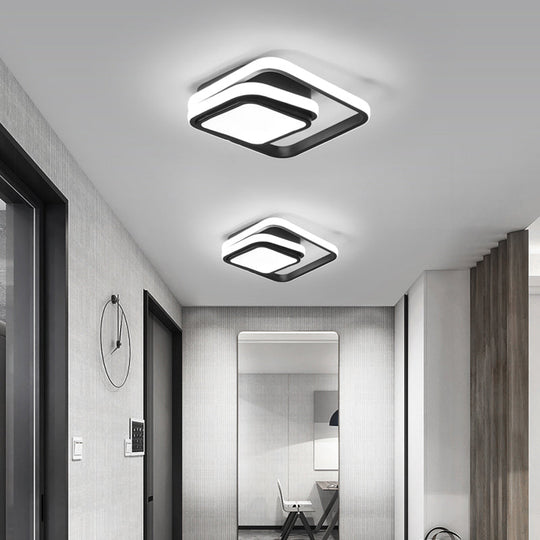 Modern Black Aluminum Led Flush Mount Ceiling Light For Foyer