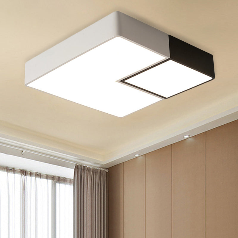 Simple Metal Square Flush Mount Led Ceiling Light Fixture For Living Room In Warm/White -