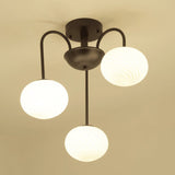 Opal Glass Nordic Led Flush Mount Ceiling Light For Dining Room 3 / Black