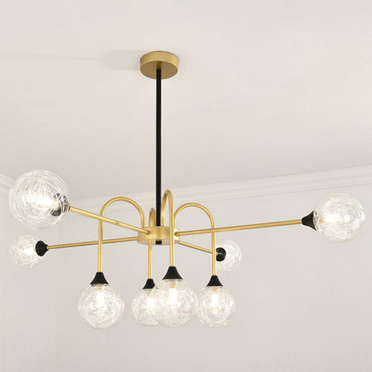 Suspension en verre Modo - Lustre nordique à 8 têtes au fini doré pour salle à manger