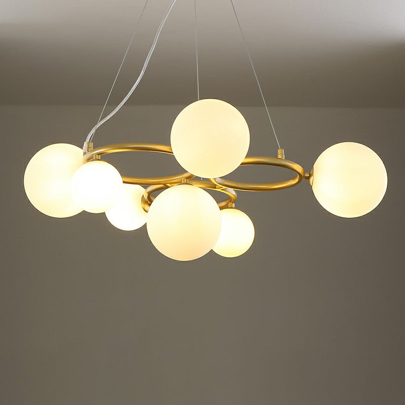 Nordic Style Glass Circles Chandelier: Sleek Suspended Lighting Fixture For Bedrooms 7 / Gold Milk