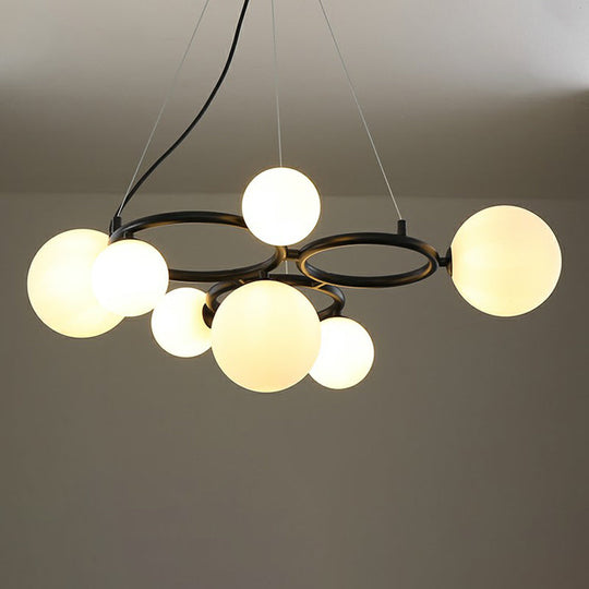 Nordic Style Glass Circles Chandelier: Sleek Suspended Lighting Fixture For Bedrooms 7 / Black Milk