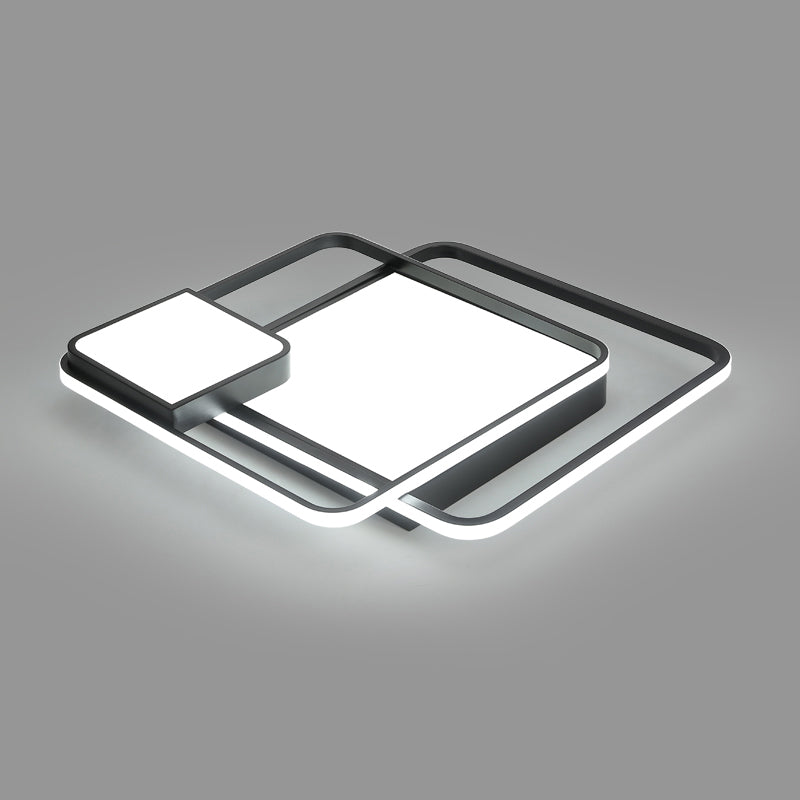 Minimalist Black Led Flush Mount Ceiling Light Fixture For Bedroom - Square Acrylic / 20.5