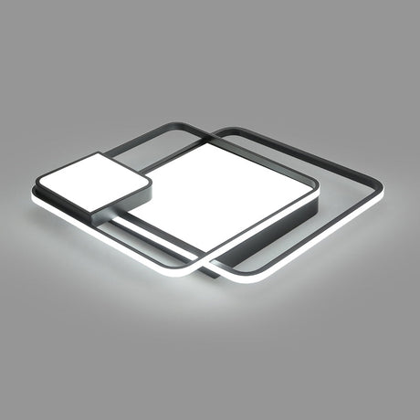 Minimalist Black Led Flush Mount Ceiling Light Fixture For Bedroom - Square Acrylic / 20.5