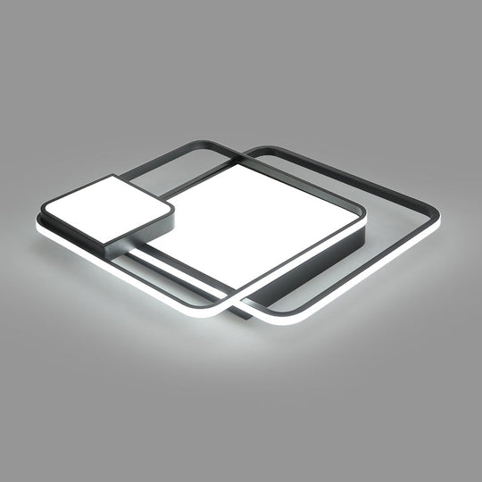 Minimalist Black Led Flush Mount Ceiling Light Fixture For Bedroom - Square Acrylic / 20.5