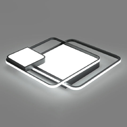 Minimalist Black Led Flush Mount Ceiling Light Fixture For Bedroom - Square Acrylic / 24.5