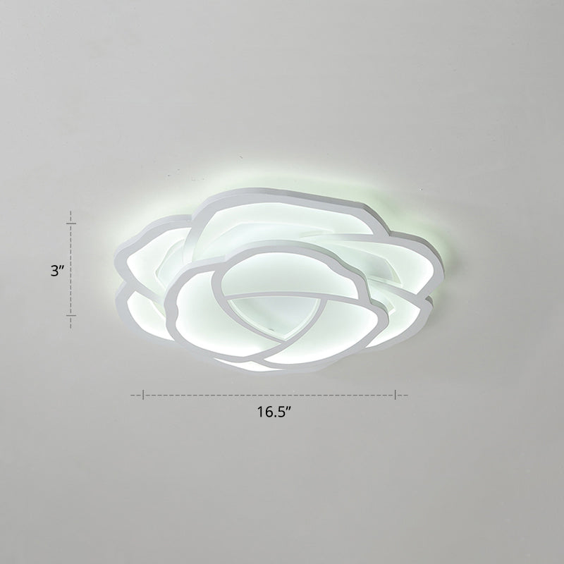 Minimalist Flushmount Led Ceiling Light For Bedroom - White Rose Acrylic Surface Mount / 16.5