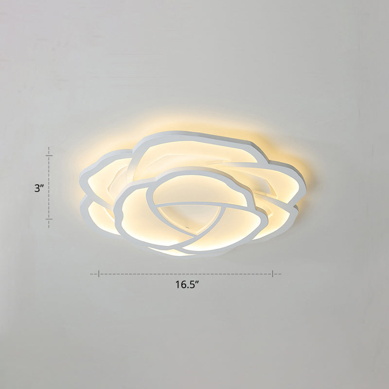 Minimalist Flushmount Led Ceiling Light For Bedroom - White Rose Acrylic Surface Mount / 16.5’
