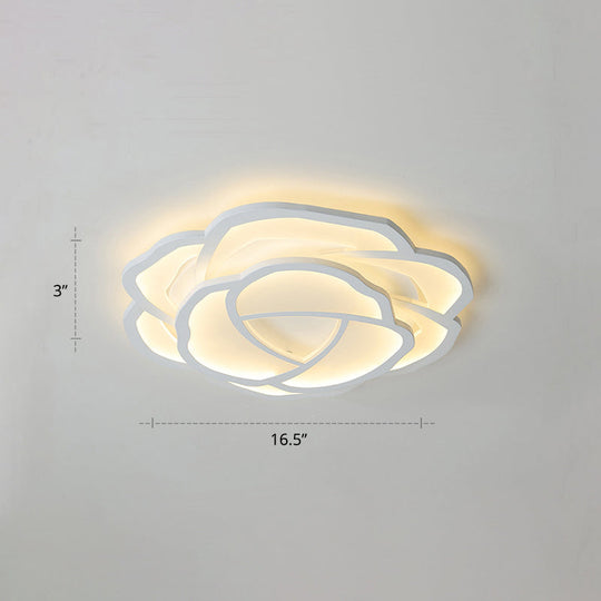 Minimalist Flushmount Led Ceiling Light For Bedroom - White Rose Acrylic Surface Mount / 16.5’