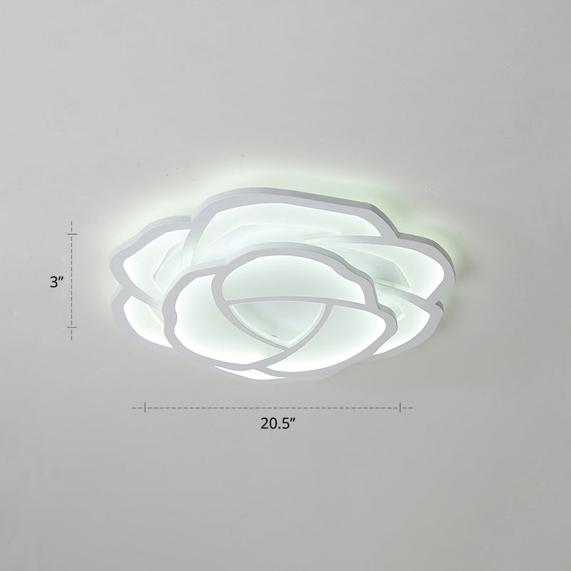 Minimalist Flushmount Led Ceiling Light For Bedroom - White Rose Acrylic Surface Mount / 20.5