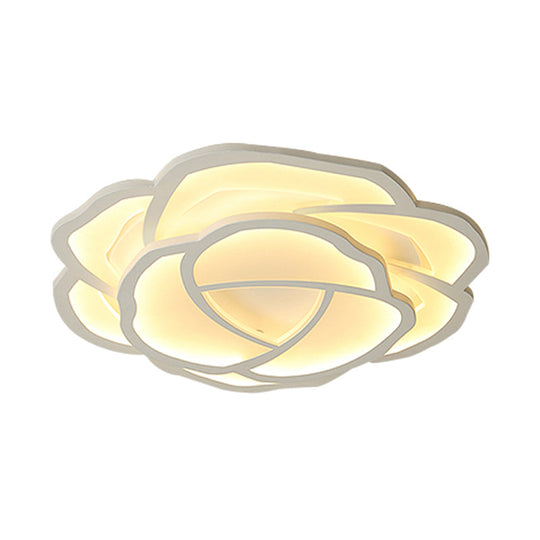 Minimalist Flushmount Led Ceiling Light For Bedroom - White Rose Acrylic Surface Mount