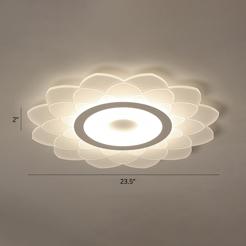 Simplicity White Acrylic Sunflower Flushmount Led Ceiling Lamp For Bedroom / 23.5’ Third Gear